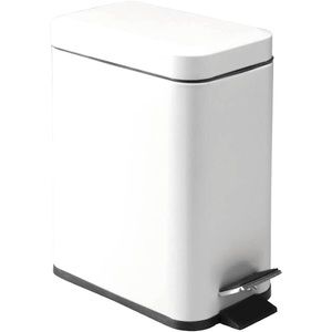 White enamel metal 1.3‎ gallon step-open lidded trash can